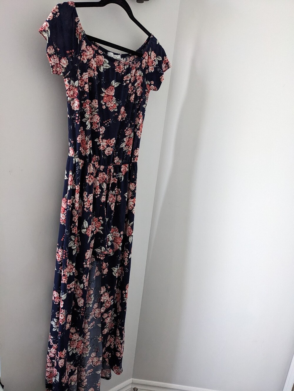 Women's Navy Floral Maxi Dress With Shorts - Size US M